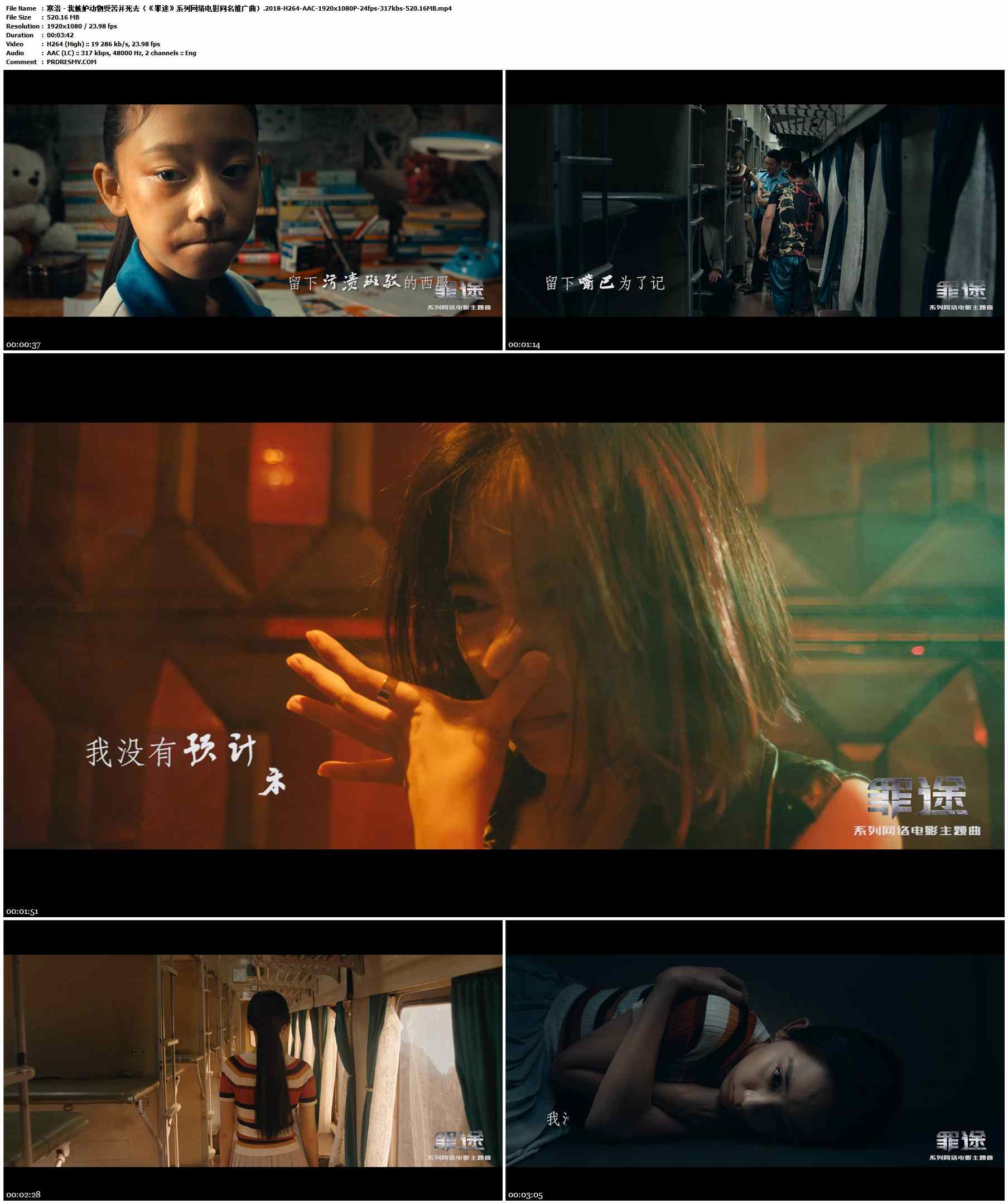 寒洛 - 我嫉妒动物受苦并死去（《罪途》系列网络电影同名推广曲）.2018-H264-AAC-1920x1080P-24fps-317kbs-520.16MB官方MV_高清MV